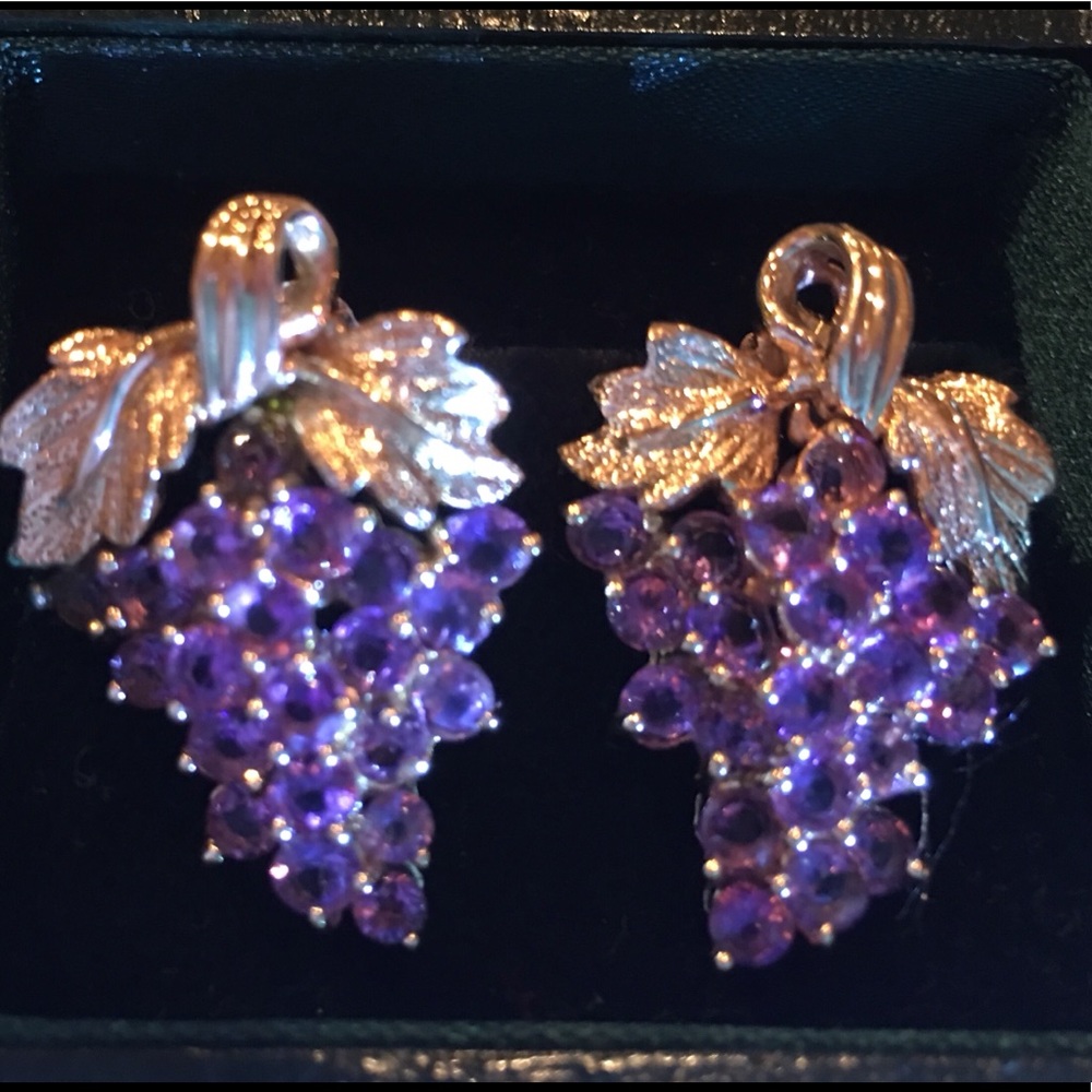 14K yellow gold grape earrings